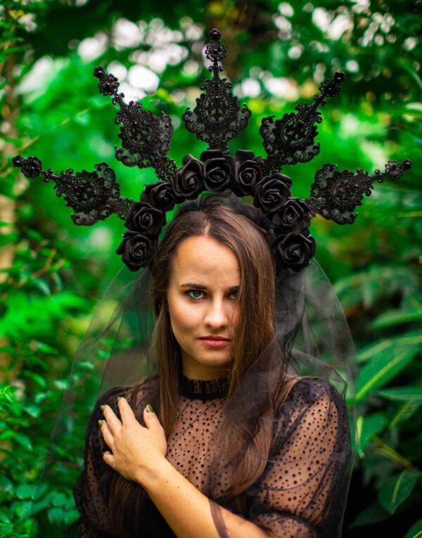Black Lace Halo Crown - Image 7