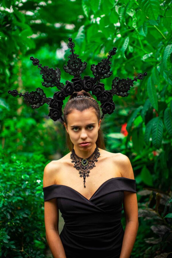 Black Lace Halo Crown - Image 3