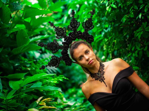 Black Lace Halo Crown - Image 2